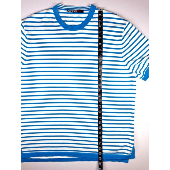 Mr Turk Knit Tee Mens M/L Blue White Striped Crewneck Short Sleeve Resort - Picture 6 of 13